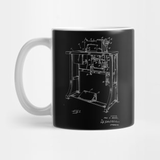 Power Transmission System for Sewing Machine Vintage Patent Hand Drawing Mug